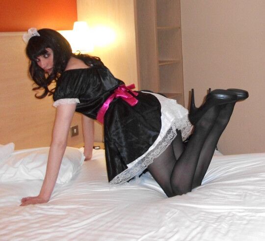 Sissy maid doggystyle shaved