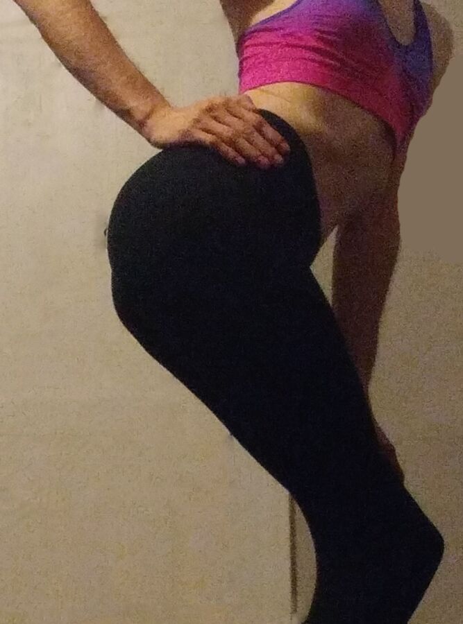 Free porn pics of Me Slim Crossdresser - Black leggings and heels 5 of 21 pics