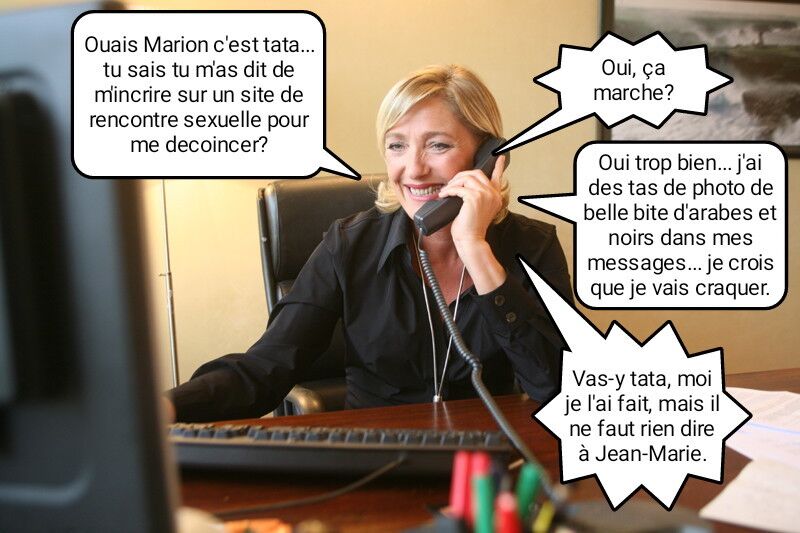 Free porn pics of French caption (Français) Marine Le Pen(is) de noir et rebeu. 3 of 5 pics