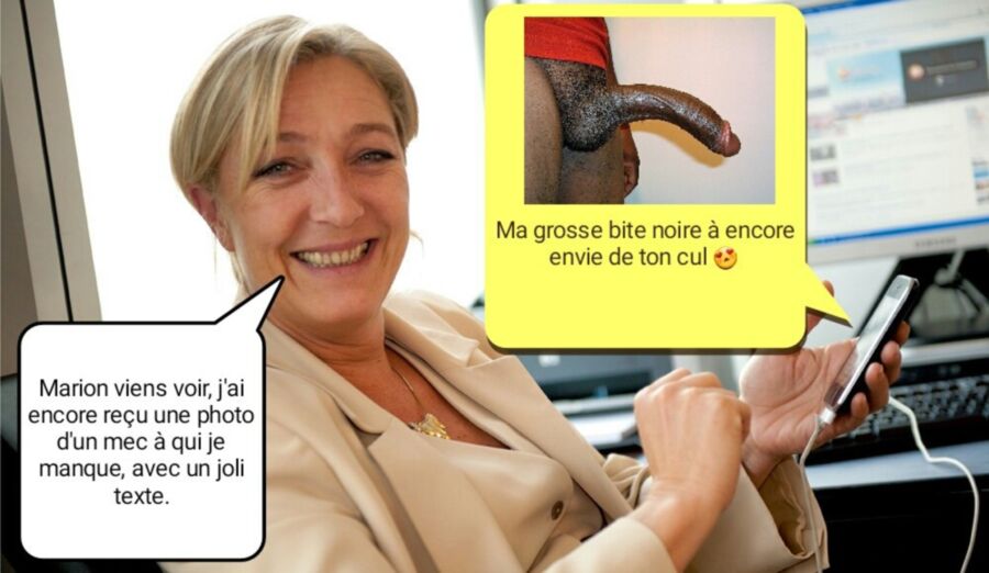 Free porn pics of French caption (Français) Marine Le Pen(is) de noir et rebeu. 5 of 5 pics