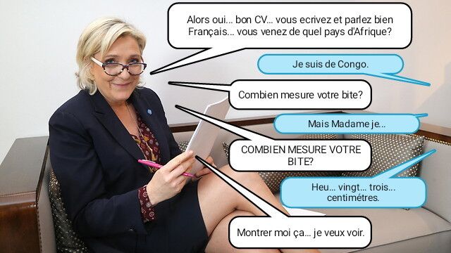 Free porn pics of French caption (Français) Marine Le Pen(is) de noir et rebeu. 4 of 5 pics