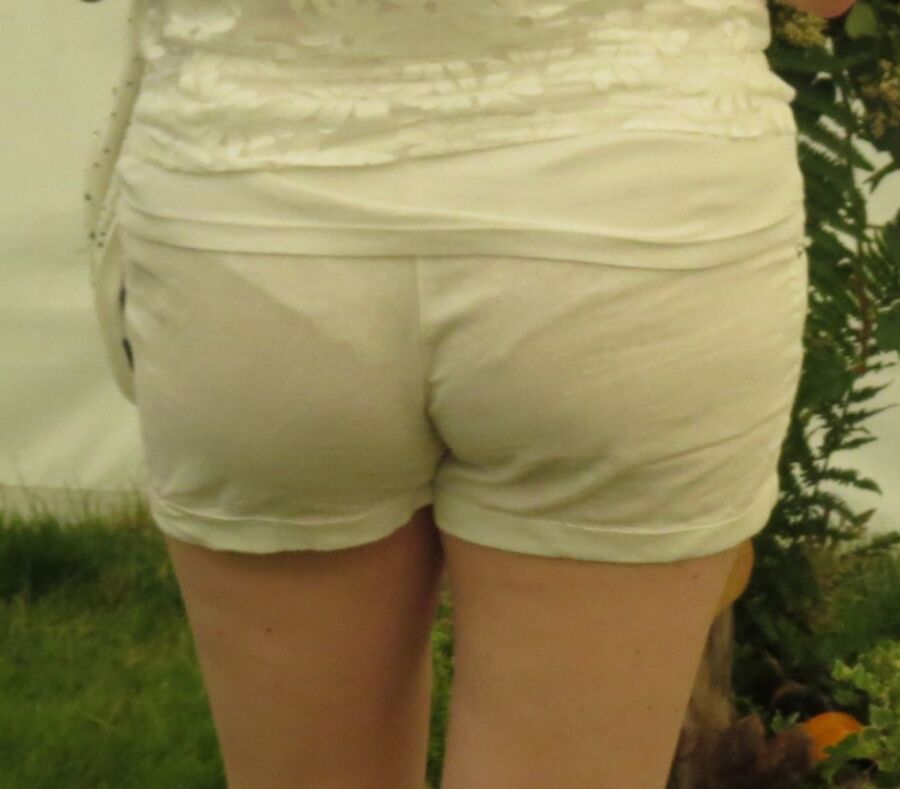 Free porn pics of Milf in see thru white shorts and white panties 9 of 11 pics