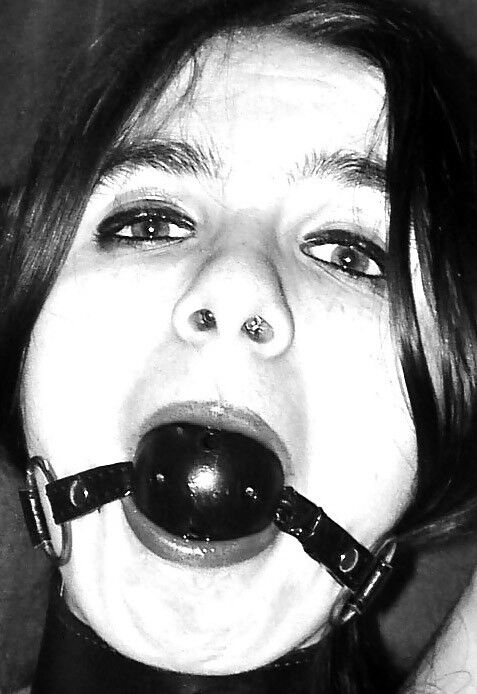 Free porn pics of Black & white headharness & ballgag headshots 24 of 26 pics