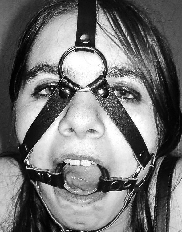 Free porn pics of Black & white headharness & ballgag headshots 5 of 26 pics