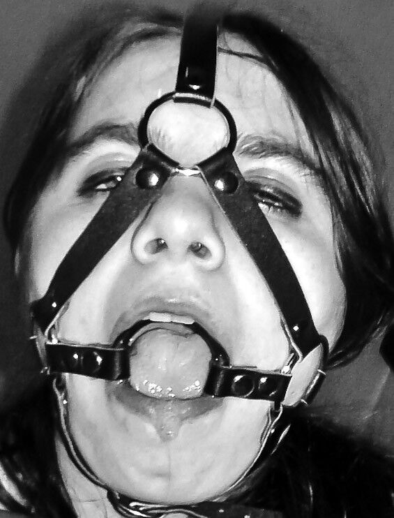 Free porn pics of Black & white headharness & ballgag headshots 8 of 26 pics