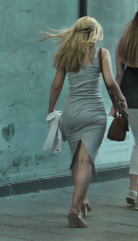 Free porn pics of Blonde in grey dress 6 of 9 pics