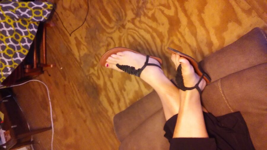 Free porn pics of My Wifes Feet In Her Black Sandals, For Your Pleasure And Commen 10 of 22 pics