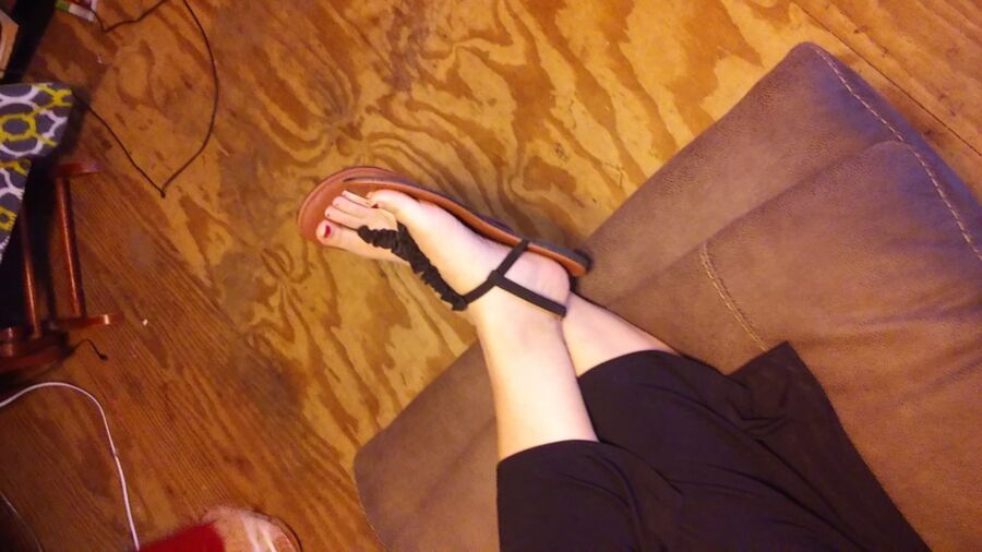 Free porn pics of My Wifes Feet In Her Black Sandals, For Your Pleasure And Commen 5 of 22 pics