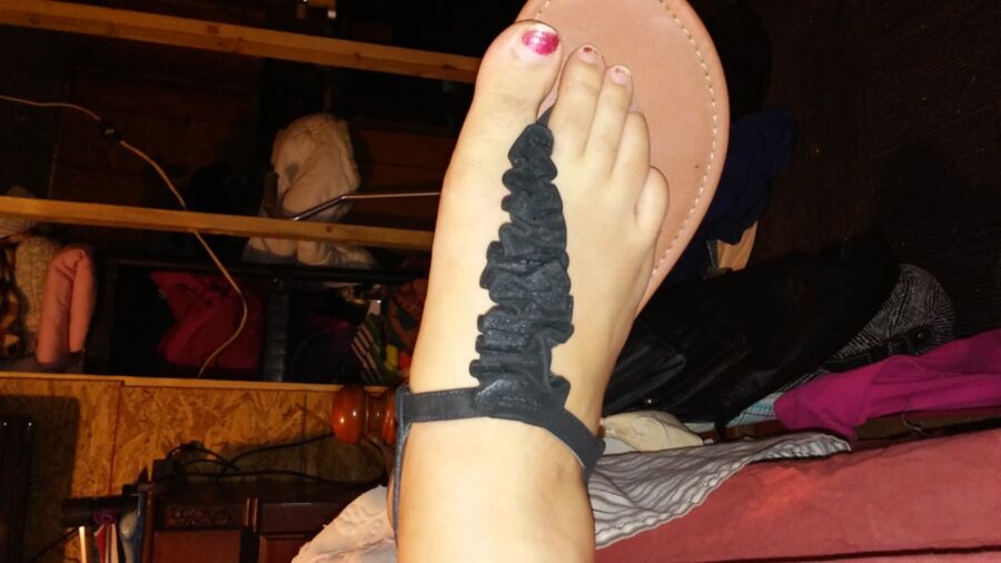 Free porn pics of My Wifes Feet In Her Black Sandals, For Your Pleasure And Commen 22 of 22 pics