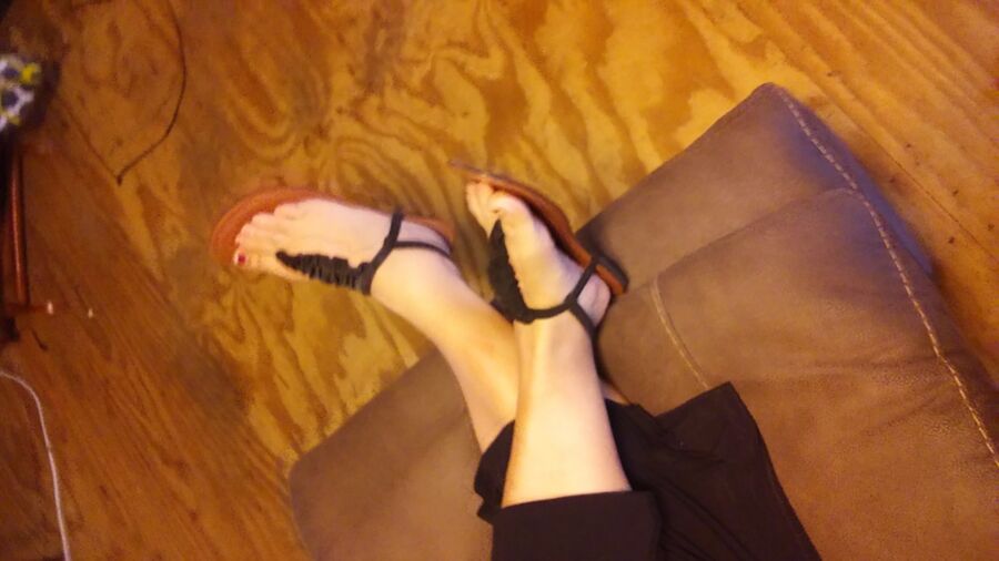 Free porn pics of My Wifes Feet In Her Black Sandals, For Your Pleasure And Commen 9 of 22 pics