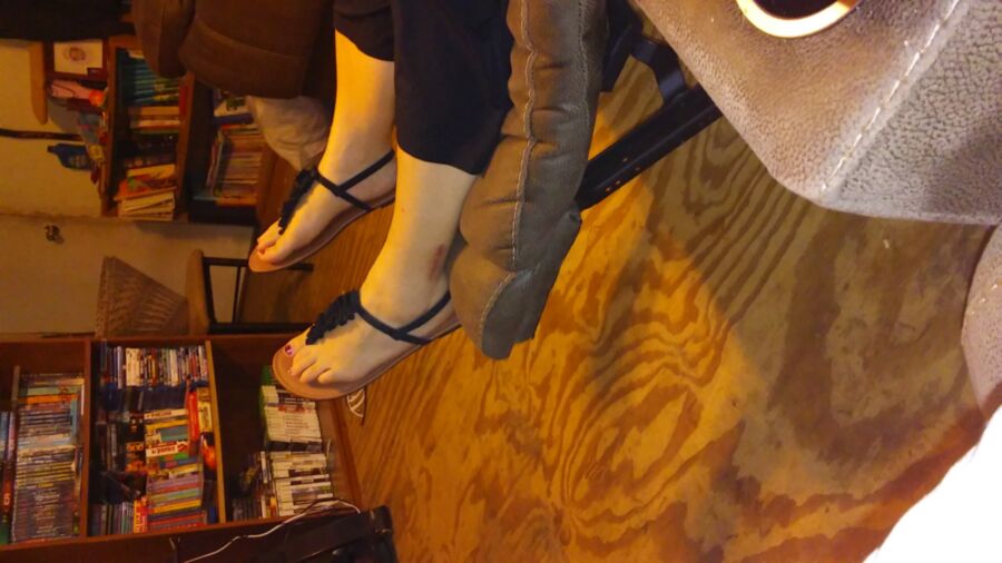 Free porn pics of My Wifes Feet In Her Black Sandals, For Your Pleasure And Commen 1 of 22 pics