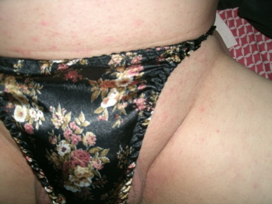 Free porn pics of LaceyLovesCD Black Flower Print Satin Thong 7 of 56 pics