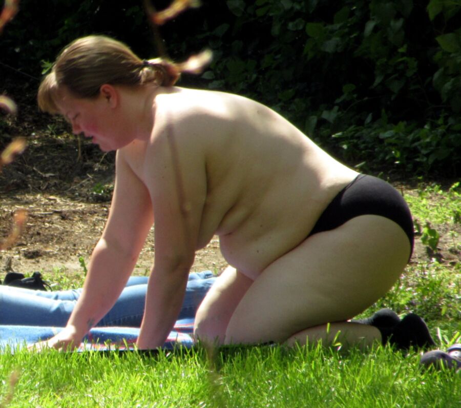 Free porn pics of My fat Ex topless in the garden 3 of 14 pics