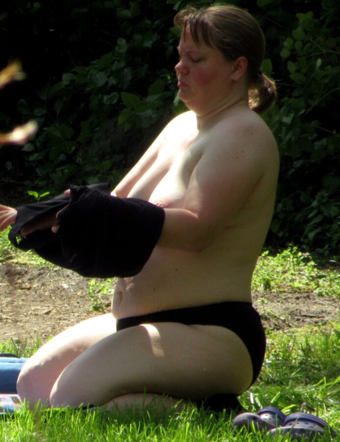 Free porn pics of My fat Ex topless in the garden 5 of 14 pics
