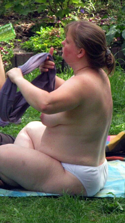 Free porn pics of My fat Ex topless in the garden 12 of 14 pics