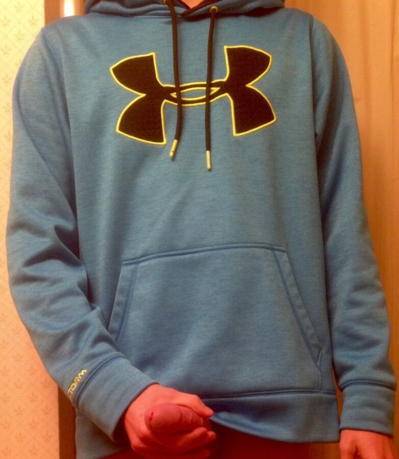 Free porn pics of Gay teen jerks off in Under Armour fleece hoodie 1 of 9 pics