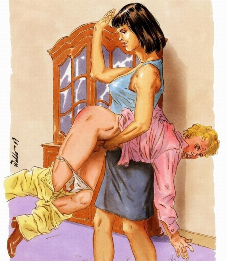 Free porn pics of Porn Art - Women Spanking Men 18 of 39 pics