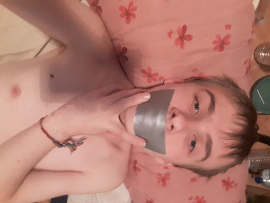 Free porn pics of Me in self bdsm with tape (pm me if you want a slave) 2 of 3 pics