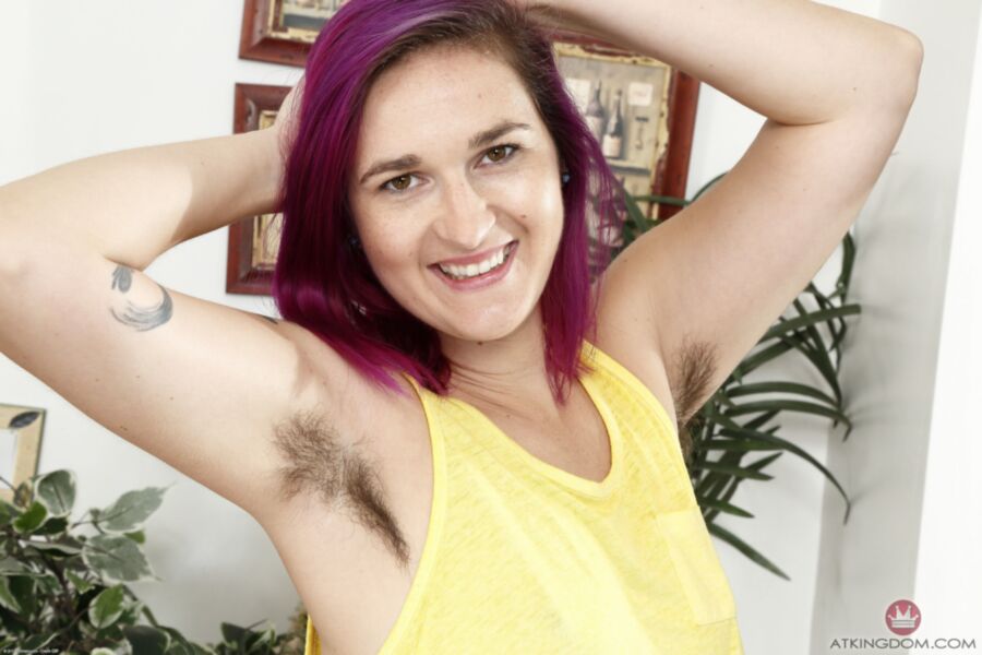 Free porn pics of Hairy KoKo shows off her purple hair and tats. 2 of 158 pics