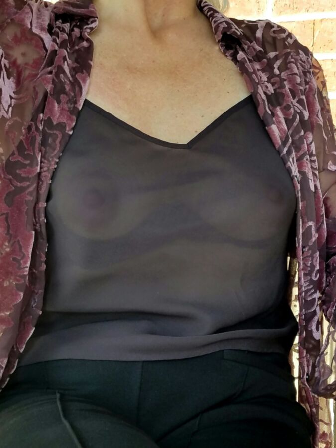 Free porn pics of Sheer top in public 4 of 7 pics