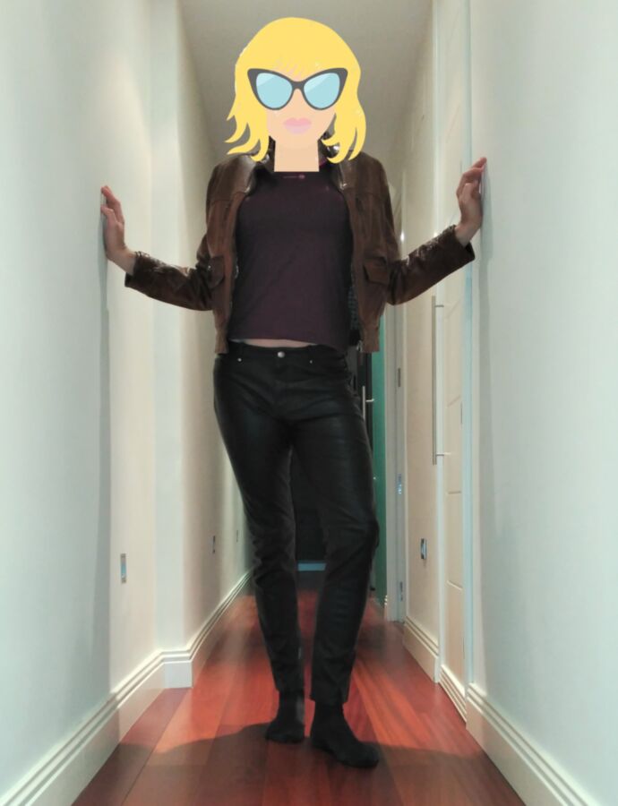 Free porn pics of Leather pants & jacket 1 of 7 pics