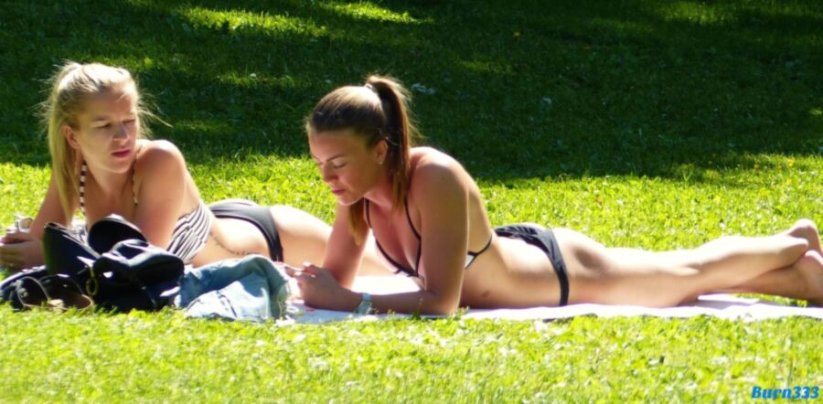 Free porn pics of Two girls sunbathing in the park 11 of 14 pics