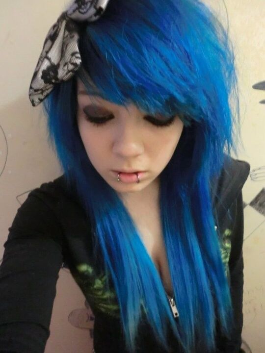 Free porn pics of Blue hair Emo with nice natural jugs 2 of 5 pics