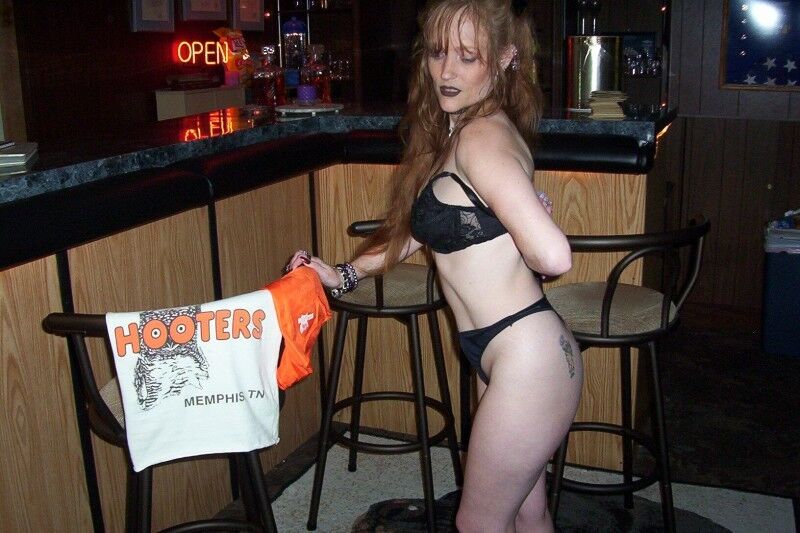 Free porn pics of Amateur Redhead In Hooters Uniform Exposing Her Tits 5 of 14 pics