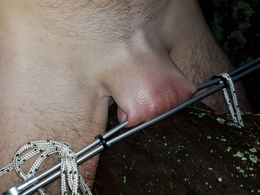 Free porn pics of Beach exhibitionist and penis bondage in the forest 5 of 10 pics