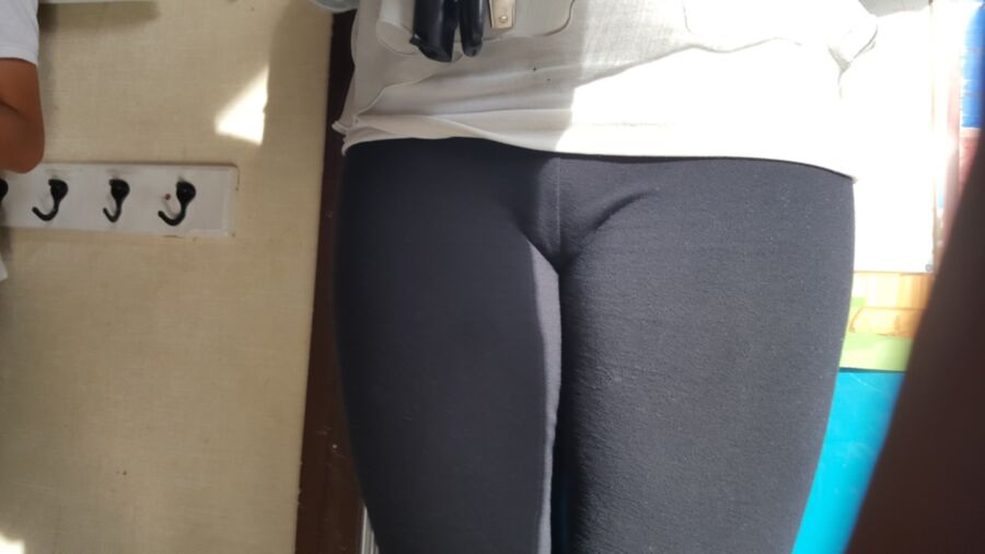 Free porn pics of Sexy white Girl with leggings cameltoe 1 of 23 pics