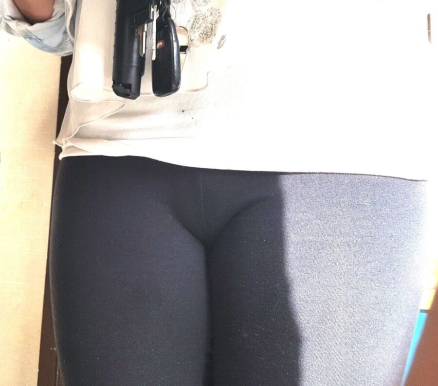 Free porn pics of Sexy white Girl with leggings cameltoe 23 of 23 pics