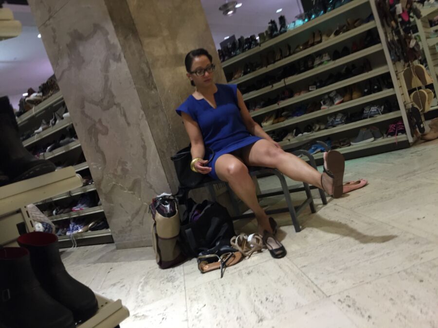 Free porn pics of Pantyhose upskirt in shoe store. 20 of 22 pics