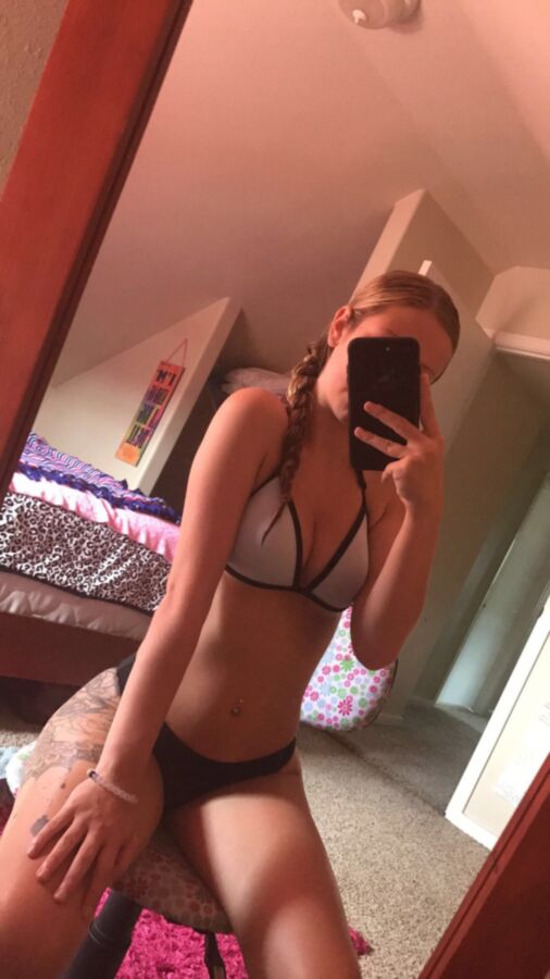 Free porn pics of Tattooed blonde teen taking selfies 10 of 13 pics
