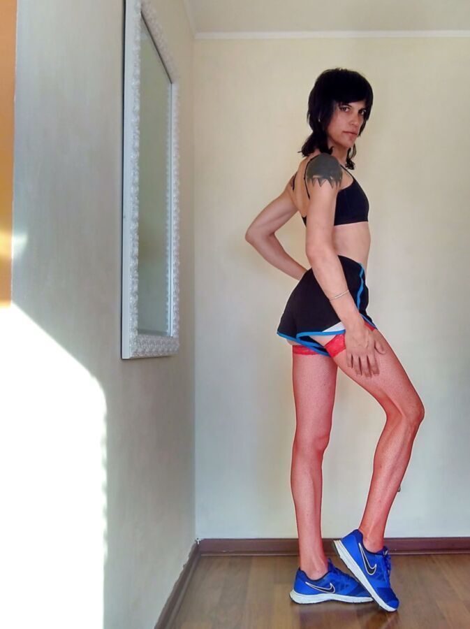 Sissy licking gym outdoor