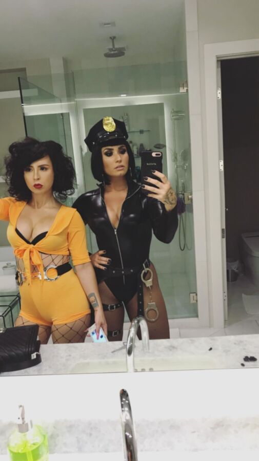 Free porn pics of Demi Lovato Halloween Party Pics 2 of 39 pics