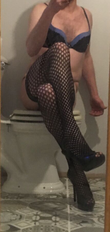 Free porn pics of Loving my jewelled butt plug, dildo, lingerie and sissy heels! I 15 of 45 pics