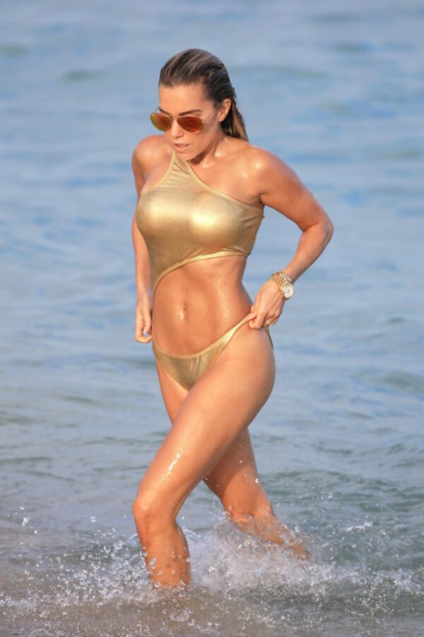Free porn pics of Sylvie Meis in a sexy golden bikini @ the beach 8 of 18 pics