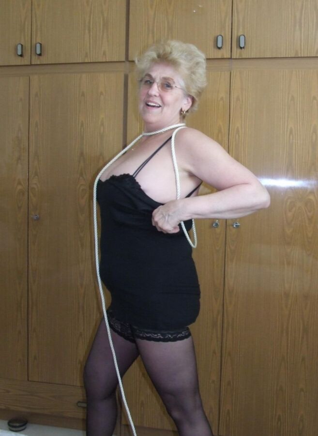 Free porn pics of Blonde Granny enjoys being tied up 13 of 104 pics