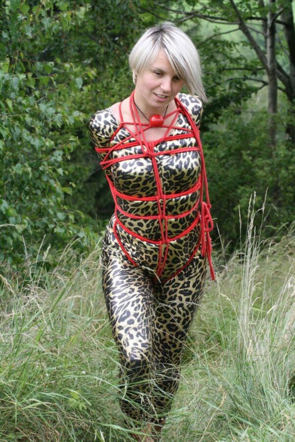 Free porn pics of Spandexbondage - Tied in the Woods 15 of 85 pics