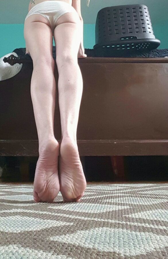 Free porn pics of Slim blonde amateur showing off her long legs and wrinkled soles 1 of 90 pics