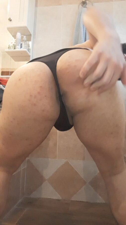 Free porn pics of My big butt on black thong 1 of 27 pics