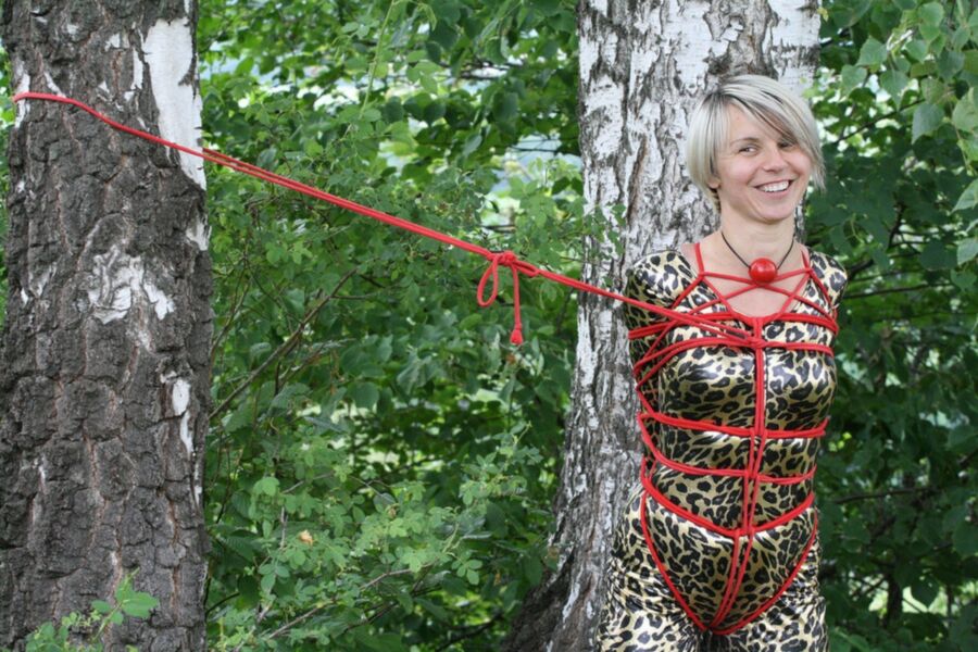 Free porn pics of Spandexbondage - Tied in the Woods 5 of 85 pics