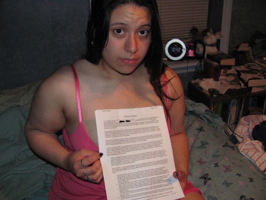 Free porn pics of White whore contracts as slave to blacks 3 of 24 pics