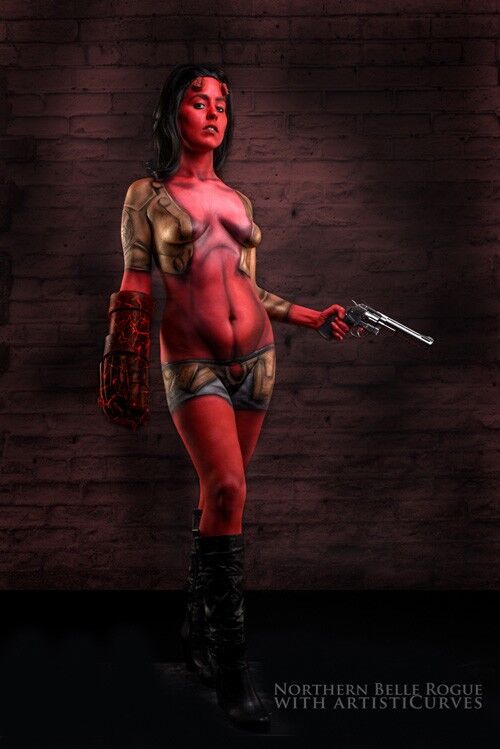 Free porn pics of Hellgirl Body Paint Costume Cosplay 4 of 9 pics