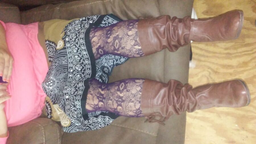 Free porn pics of My Wife In Brown Skirt And Patterned Tights For Comments 3 of 32 pics