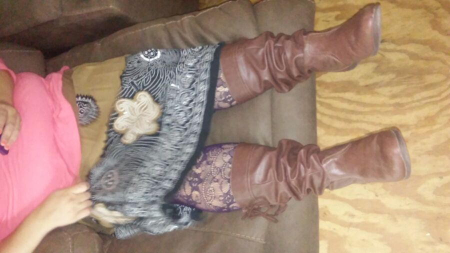 Free porn pics of My Wife In Brown Skirt And Patterned Tights For Comments 1 of 32 pics