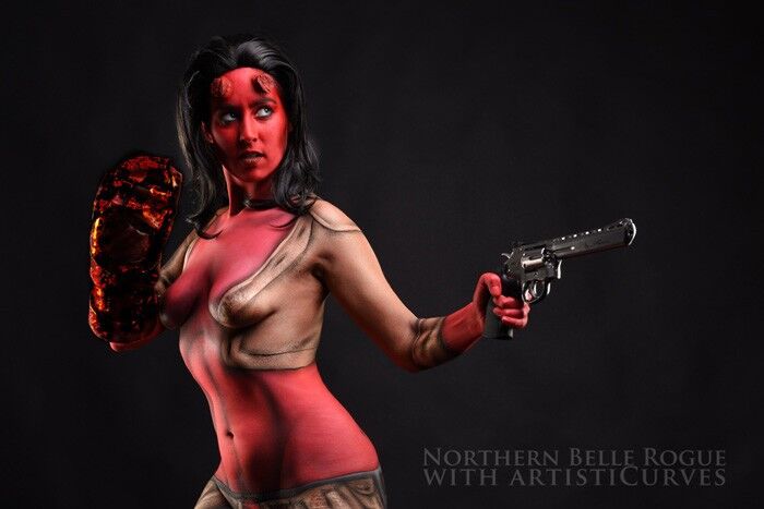 Free porn pics of Hellgirl Body Paint Costume Cosplay 6 of 9 pics