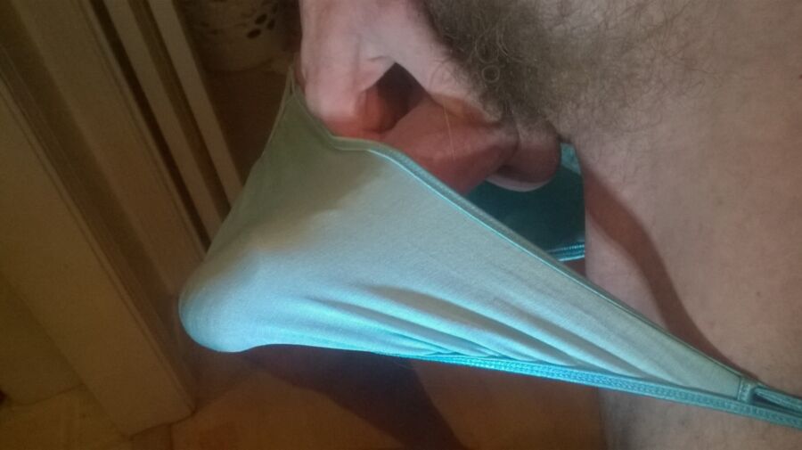 Free porn pics of Silky Blue Panty Bulge 4 of 6 pics