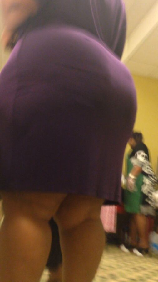 Free porn pics of Enormous BBW Ebony Ass in Purple Dress 9 of 29 pics