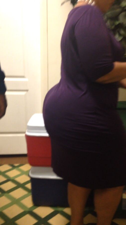 Free porn pics of Enormous BBW Ebony Ass in Purple Dress 16 of 29 pics